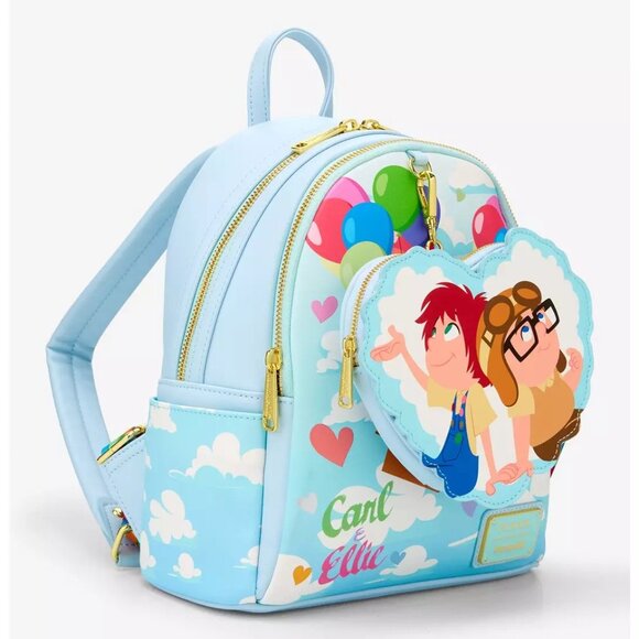 Loungefly Disney Pixar Up Mini Backpack With Coin Purse Carl & Ellie Balloon Bag - Picture 3 of 5